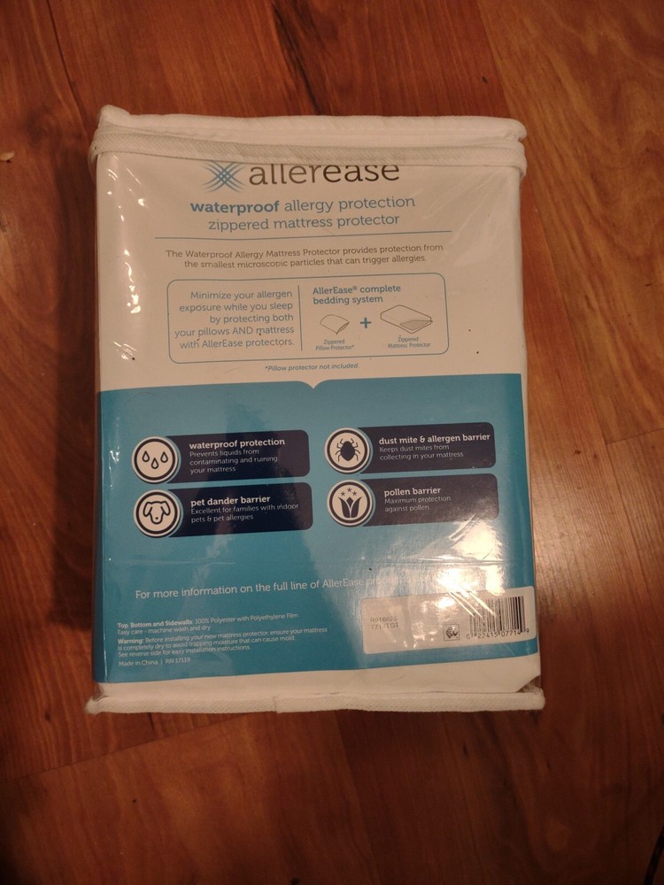 AllerEase Waterproof Allergy Protection Zippered Mattress Protector, Queen