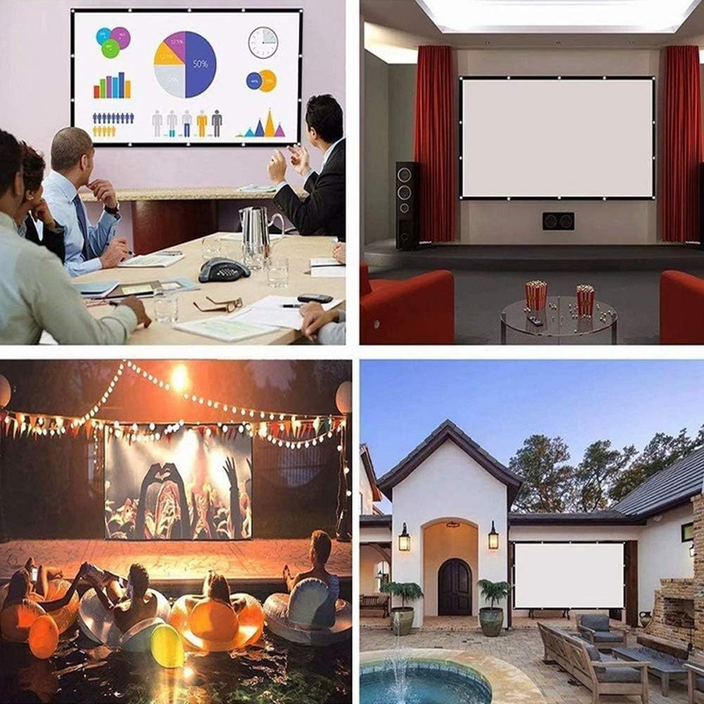 Projector Screen Manual Pull Down HD Screen 16:9 4K 150" Projection Screen