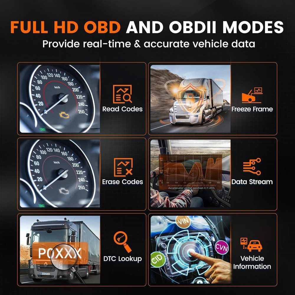 Heavy Duty Truck Scanner HD601 Diesel Diagnostic OBD2 Scan Tool & Code Reader