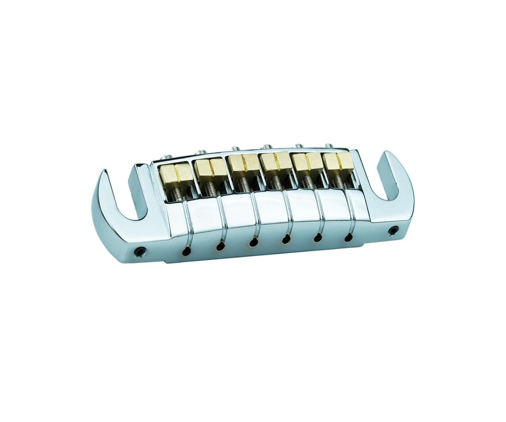 Guyker Guitar Wraparound Bridge Adjustable Stoptail with Brass Saddles Chrome