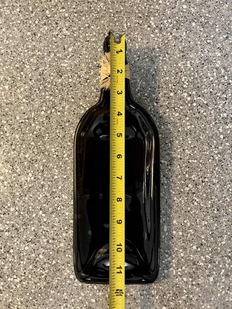 Decorative Amber Brown Flat Pressed Wine Bottle 12”x4.25”