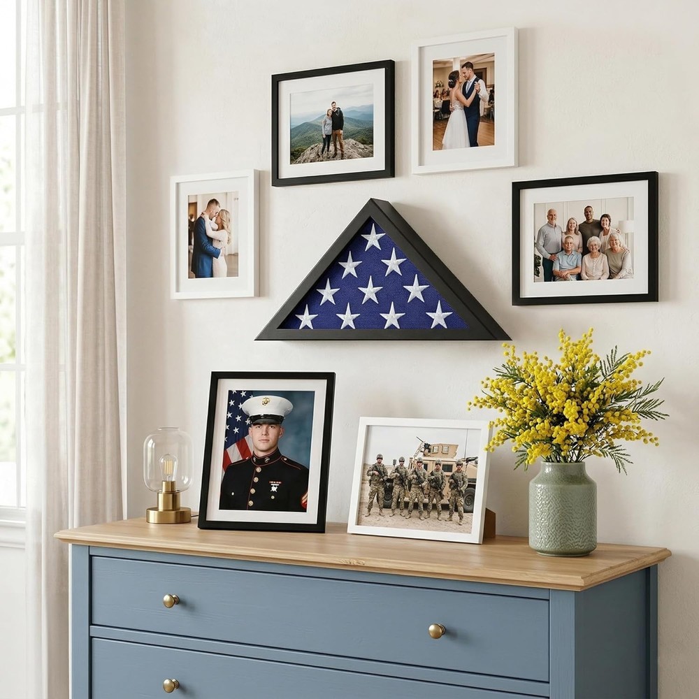 Triangular Flag Frame for 3x5' Ceremonial Flags - Perfect Gift for Veterans