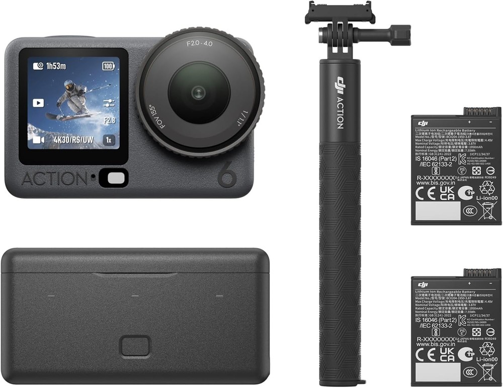 DJI Osmo Action 6 Enhanced Combo - 4K OLED Variable Aperture Action Camera