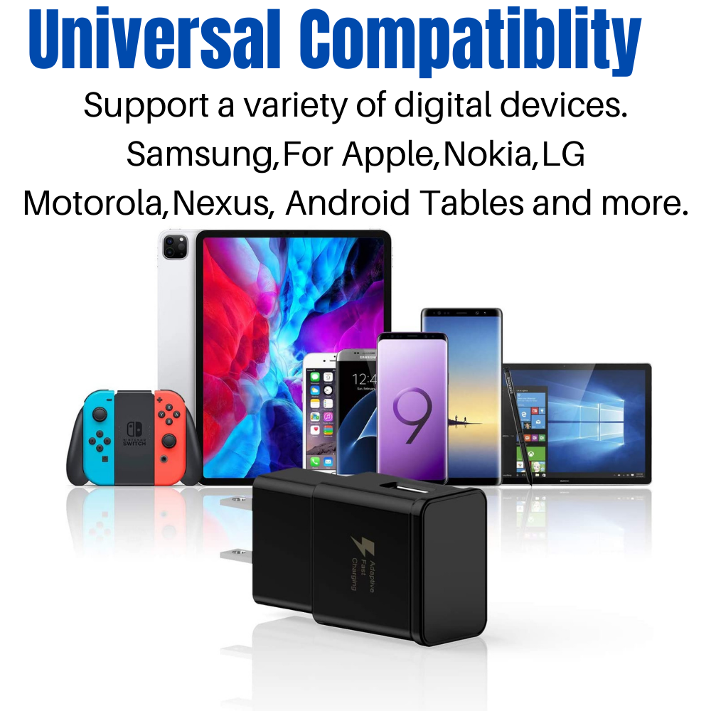 10Ft Long USB Type C Cable For Samsung Android USB Fast Charger Wall Power Block