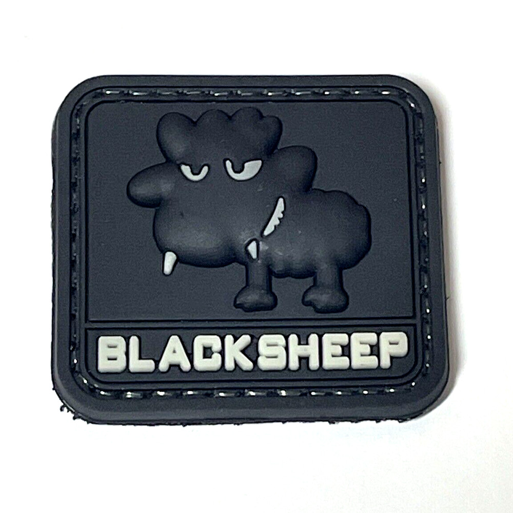 Black Sheep 3D Tactical Morale PVC Patch, Blacksheep Rubber PVC Patch Hook Back