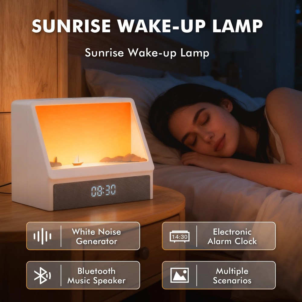 Sunrise Alarm Clock Light with White Noise Bluetooth Speaker