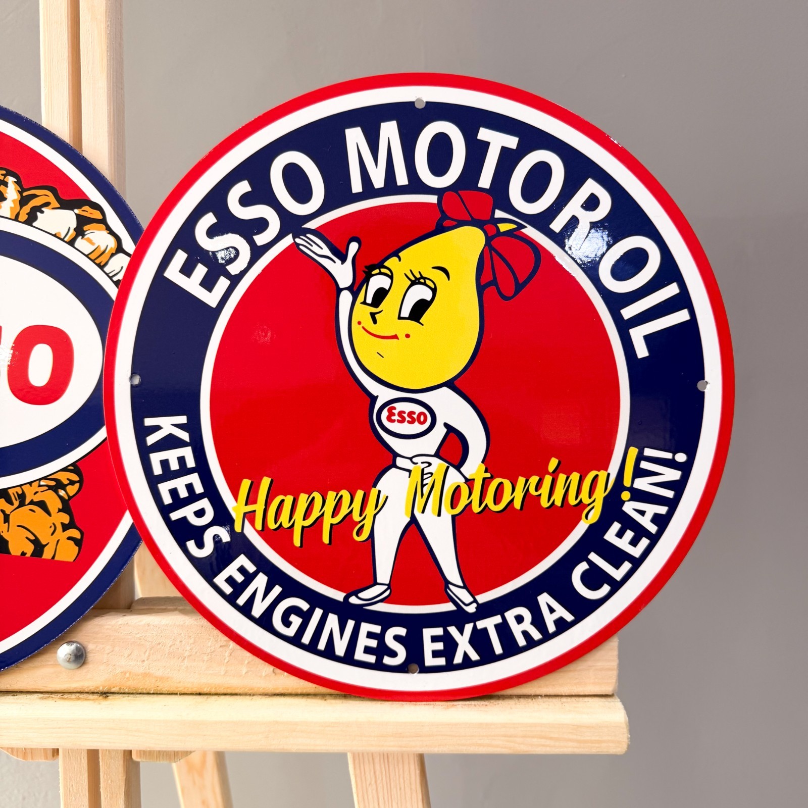Esso Motor Oil Vintage Metal Sign Set of 3 – 30 cm / 11.8” Petrol Decor