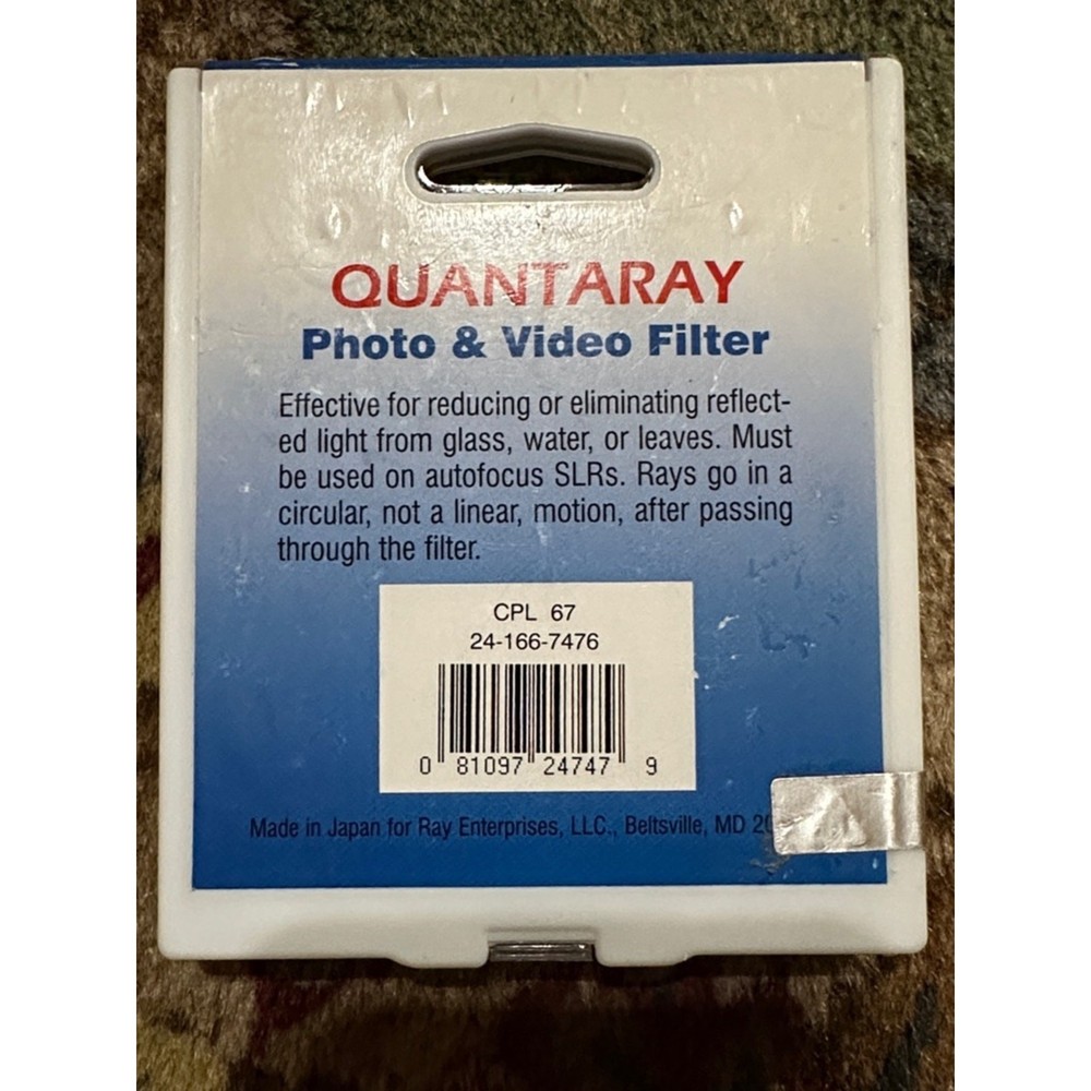 Quantaray CPL 67 Circular Polarizing Photo & Video Filter