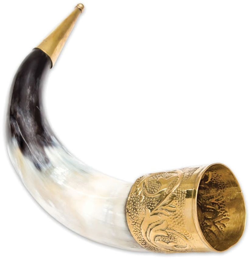 United Cutlery Viking Drinking Horn Finely Polished Hammered Rustic Brass Trim