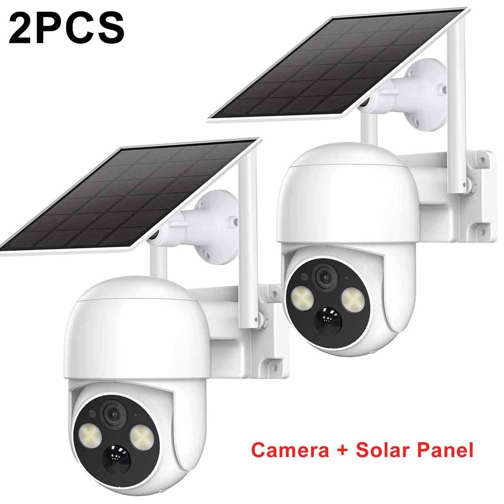 2PCS 4MP Wireless Solar Camera Outdoor Security Camera WiFi Solar Battery Camera