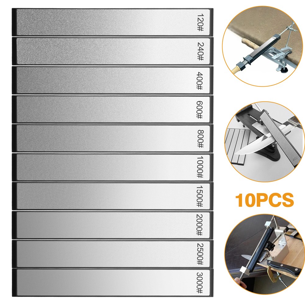 10pcs 120-3000Grit Diamond Fixed Angle Sharpening Stone Pocket Knife Sharpener