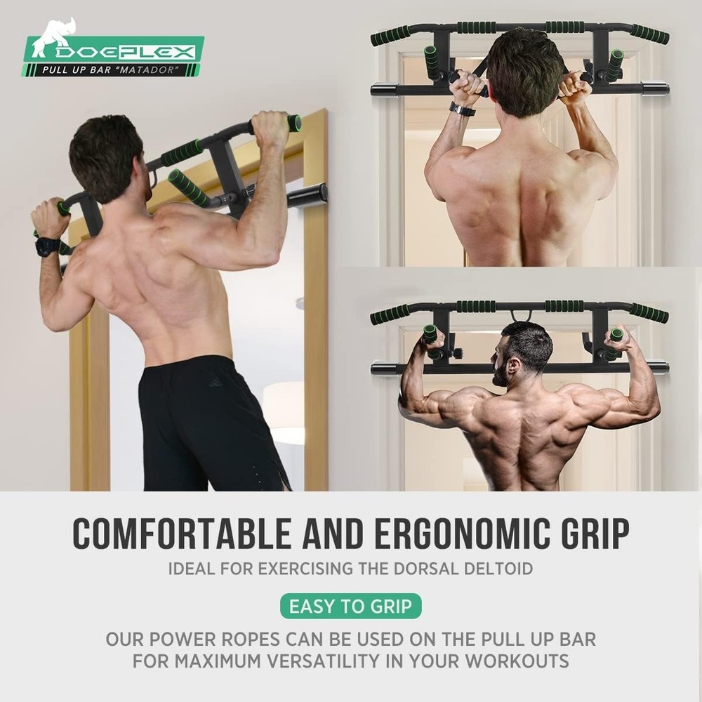 Doeplex Multi-Grip Pull-Up Bar with Smart Hook Technology