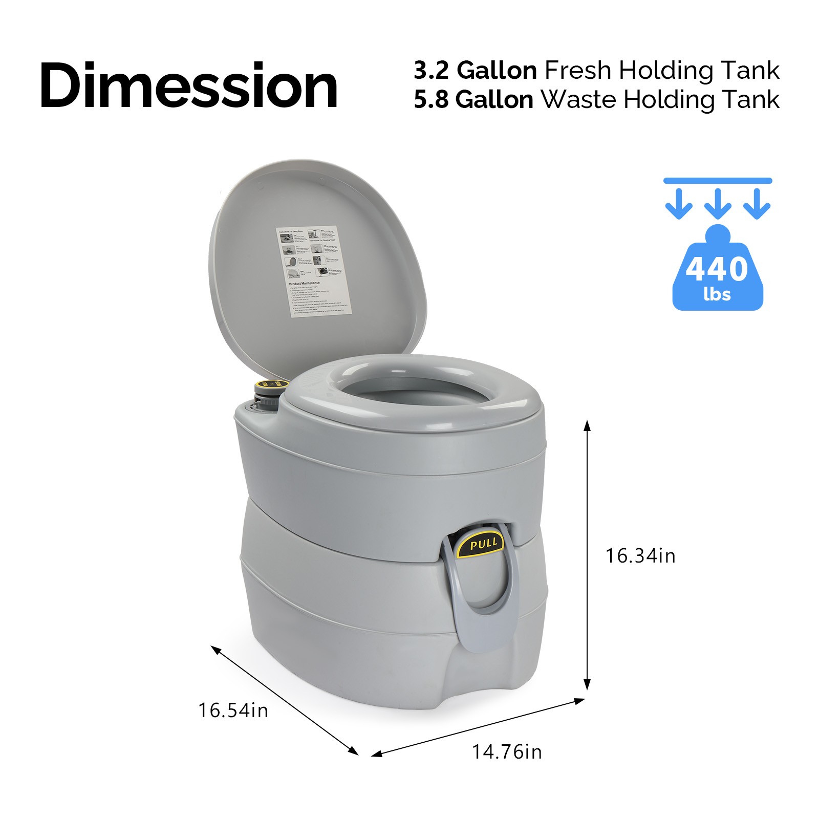 20L Camping Portable Detachable Toilet Removable for In/Outdoor Potty Commode