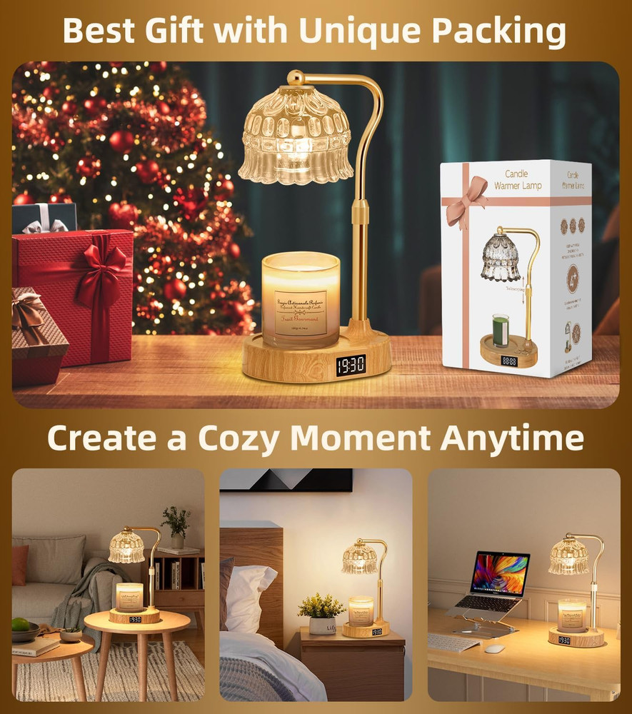 Candle Warmer Lamp with Timer | Adjustable Height & Dimmable | Base Control with