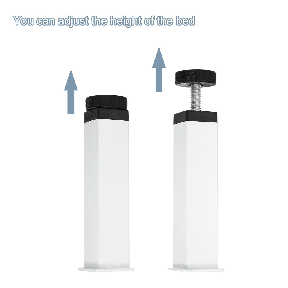 Adjustable Height Center Support Leg, 6" Bed Support Legs, White