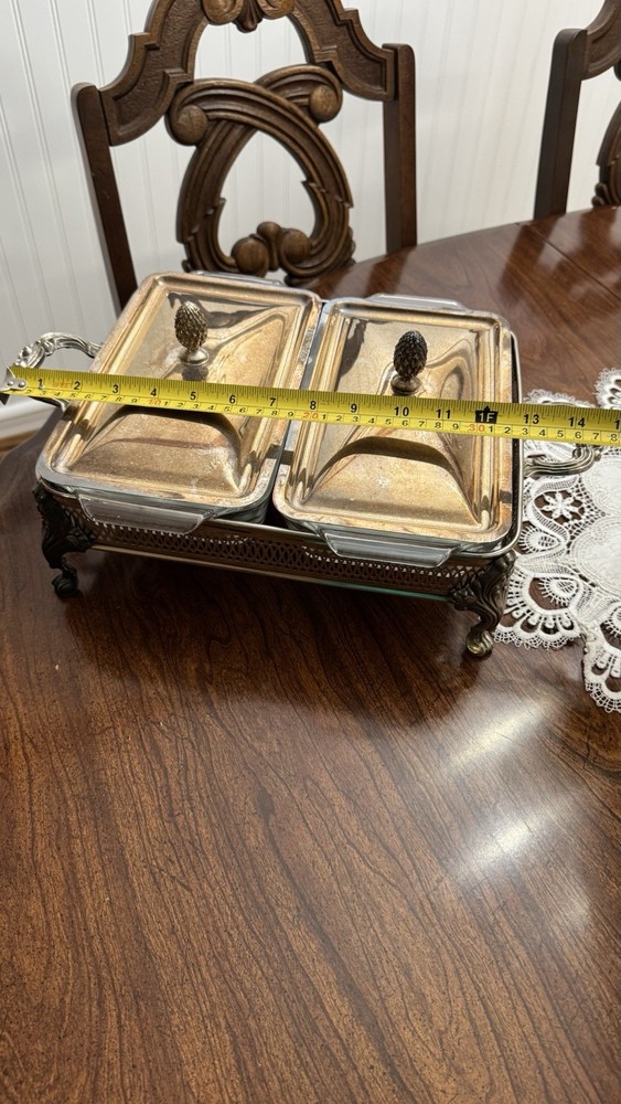 Vintage Silver Double Covered Server Silver