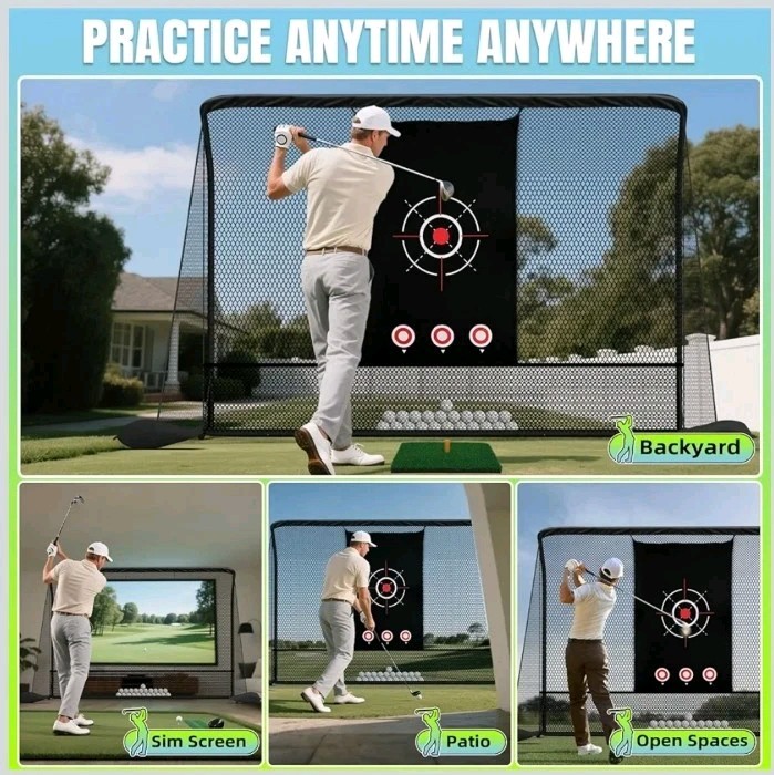 10x7FT Golf Practice Net with 2 Side Nets - Easy Set Up Backyard Driving Range,