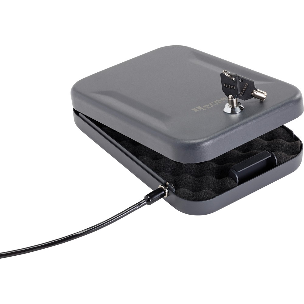 Hornady Large Lock Box Black Finish with Lock Key and Cable for Secure Storage