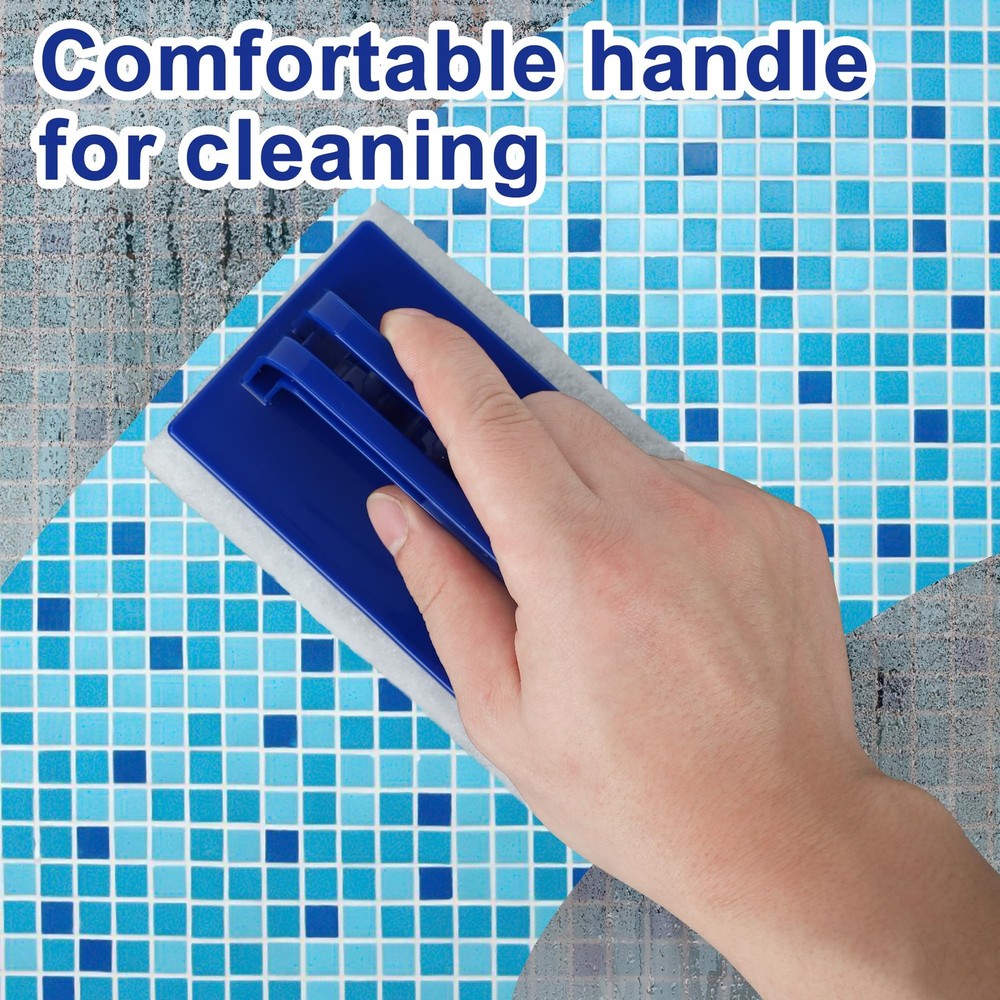 3 Pack Hand-Held Pool Scrub Brush Pool Cleaning Scrubbing Sponge Pad Bathroom...