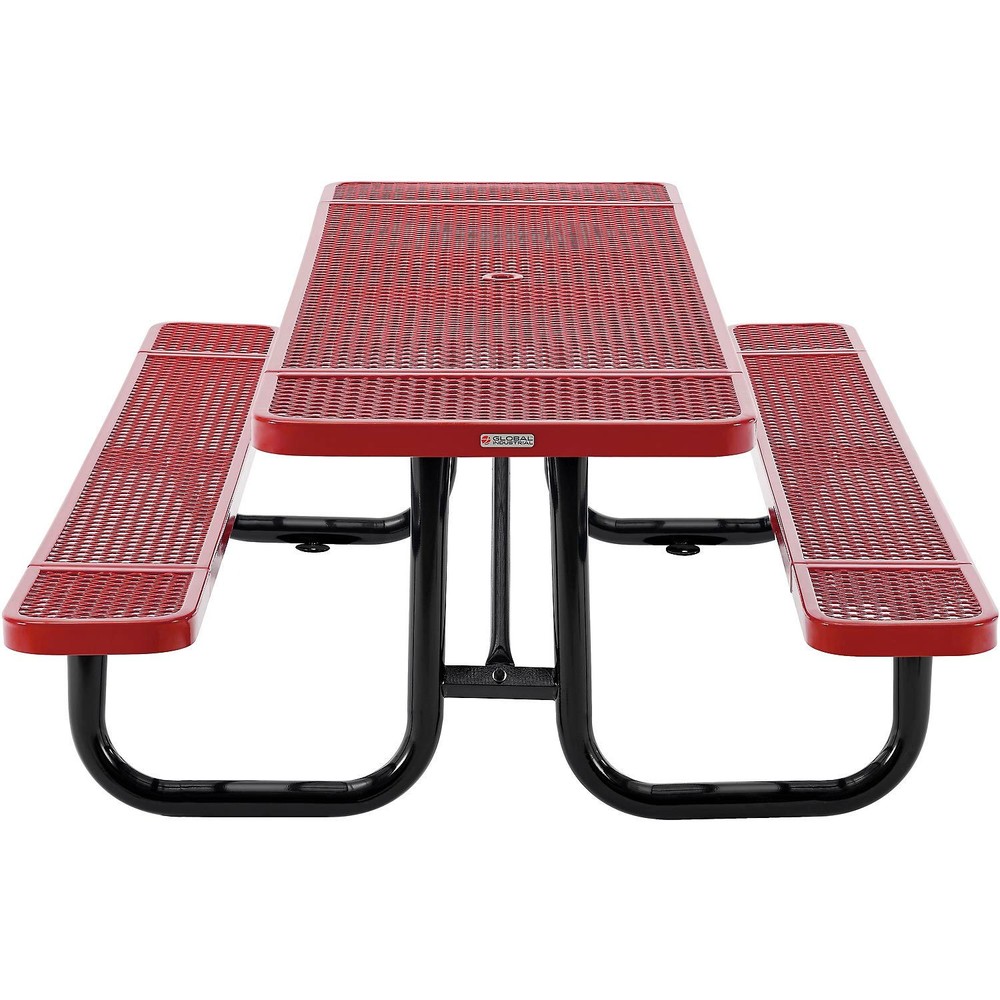 Global Industrial 8'L Rectangular Picnic Table Expanded Metal Red