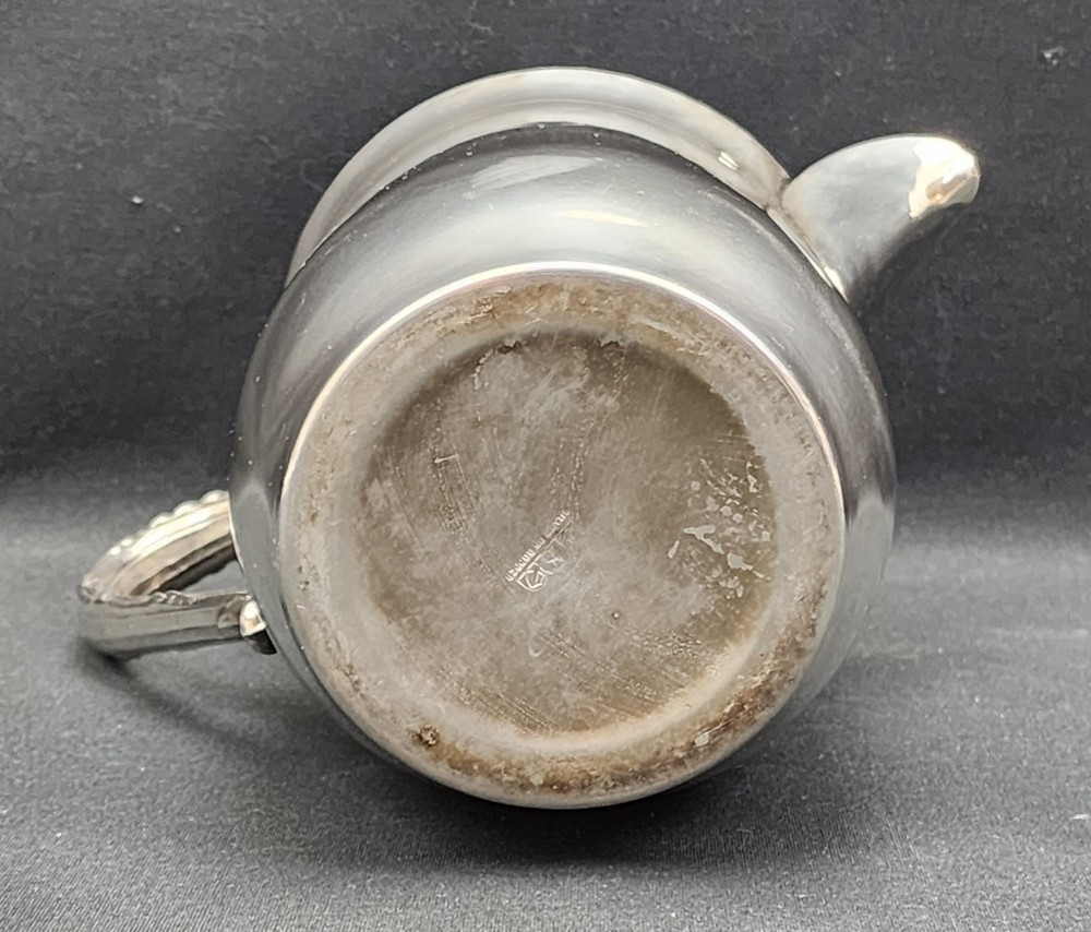 VINTAGE SILVER ON COPPER ICE WATER CATCHER PITCHER ORNATE SILVERPLATED ANTIQUE