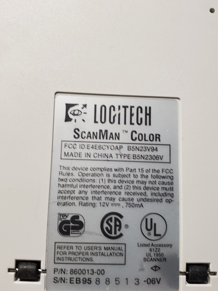Vtg Handheld LOGITECH SCANMAN COLOR 2000 (Untested)