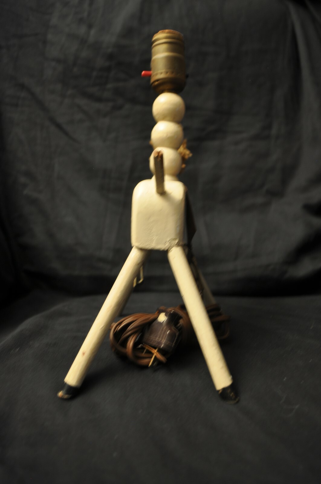 Wood White Horse / Pony Lamp Vintage / Antique w/ Leather Saddle