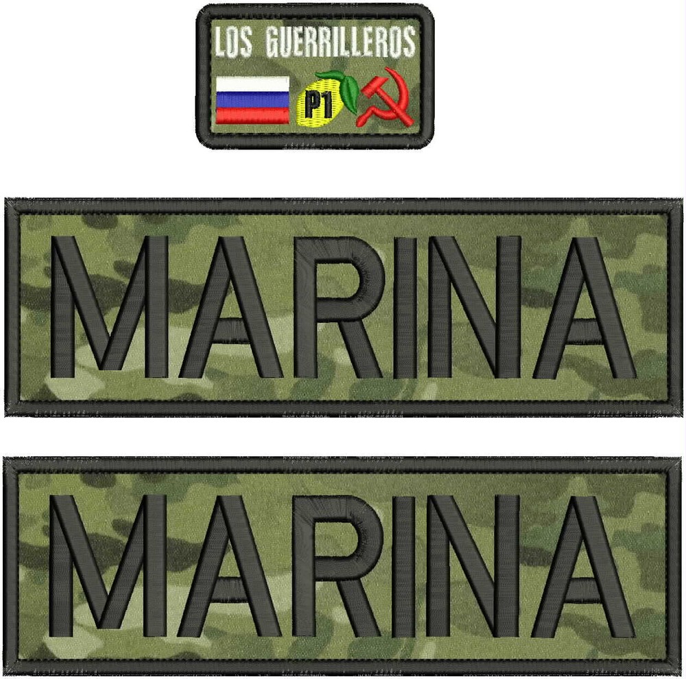 MARINA 3 EMBROIDERY PATCH 3X10'' VELCR@ ON BACK BLACK ON  MULTICAM