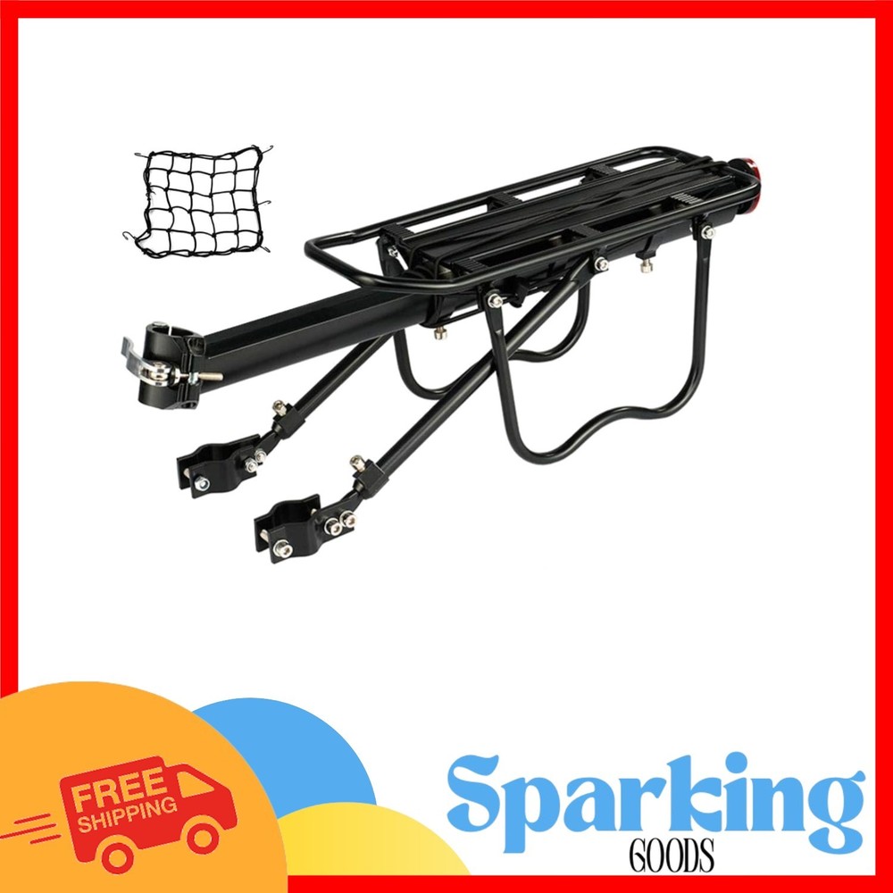 Aluminum Adjustable Bicycle Cargo Rack - 21”L, Easy Install with Quick Release