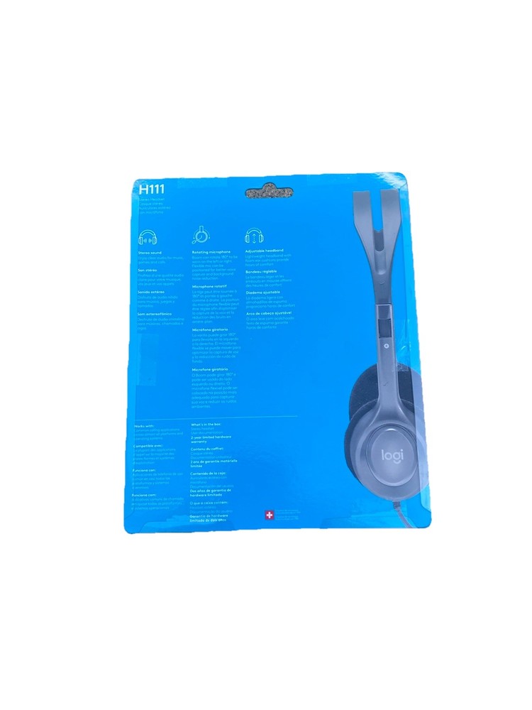 Logitech H111 Stereo Headset Rotating Microphone Adjustable Headband