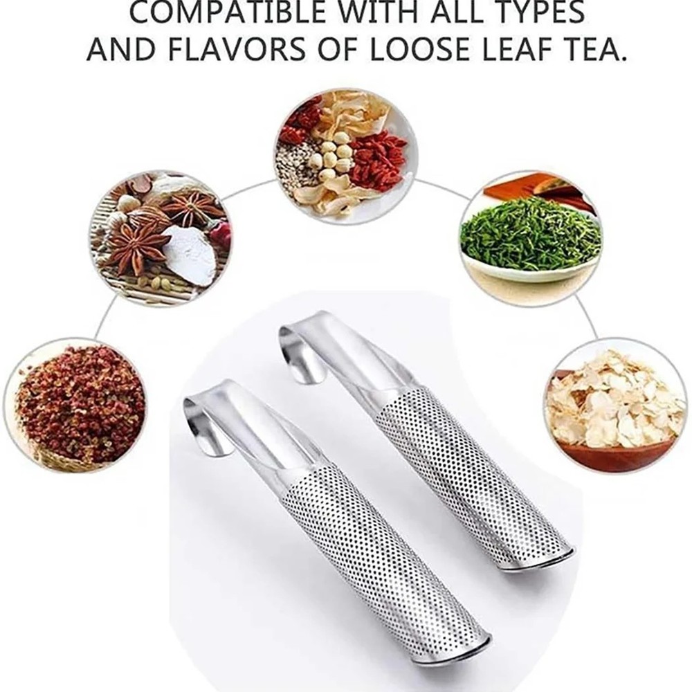 Stainless Steel Tea Diffuser Stick Loose Leaf Infuser Strainer w/ Hook Handle