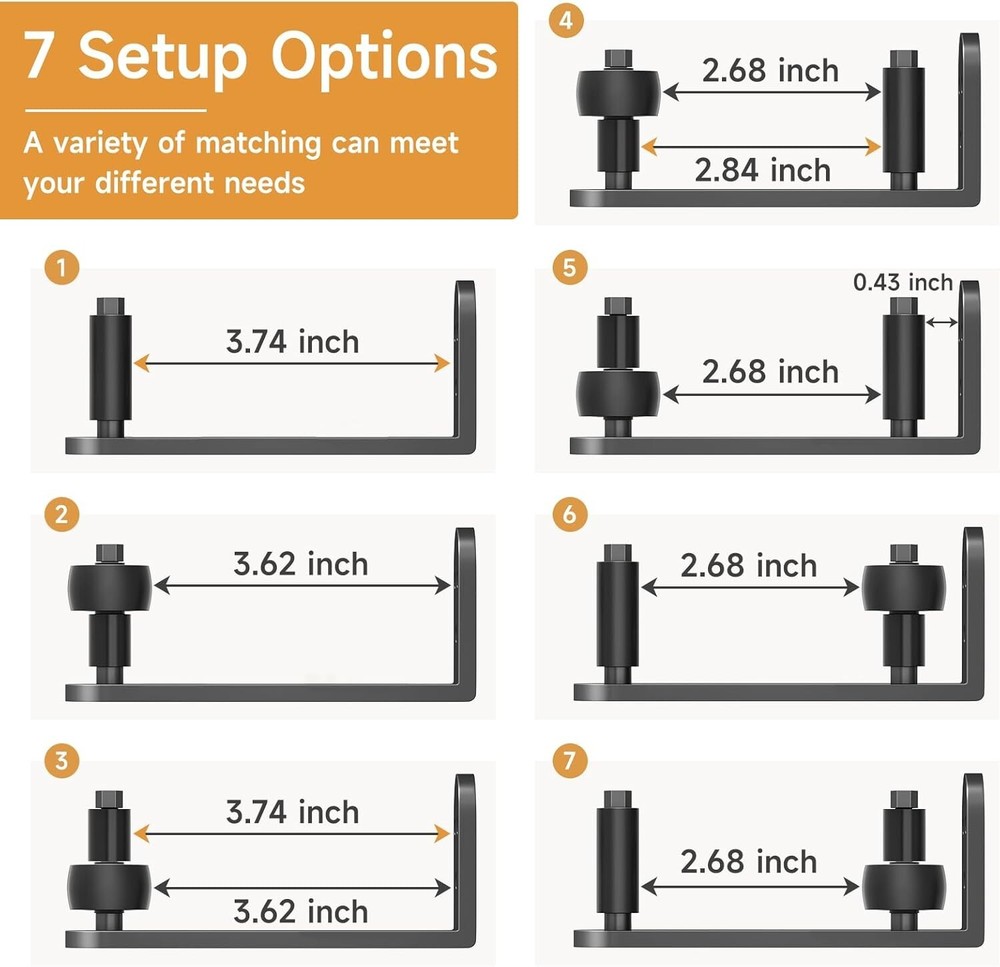 2PCS Sliding Barn Door Floor Guide - Adjustable Rollers, Quiet Operation