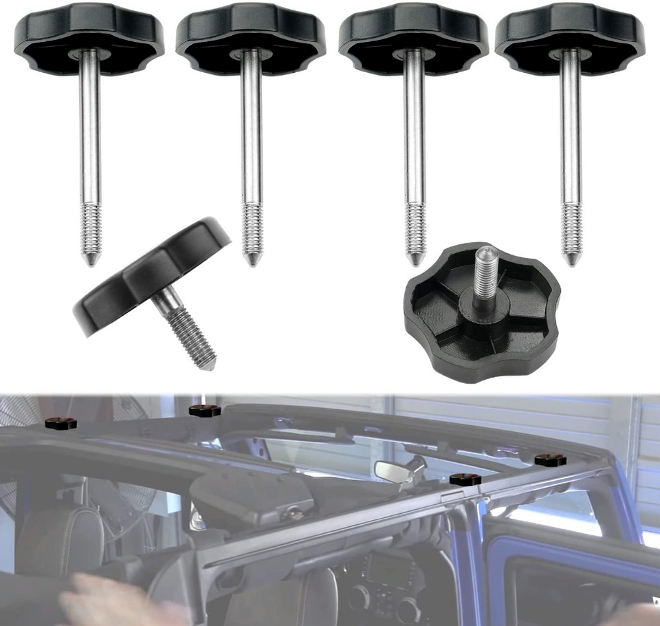 6 pc Soft Top Window Frame/Surround Knobs for 2007-2018 Jeep Wrangler JK 4-Door