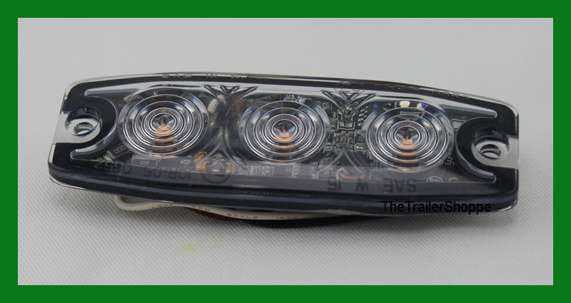 High Power 3 LED 1/4" Super Thin White Clear Lens Strobe Warning Surface Mount