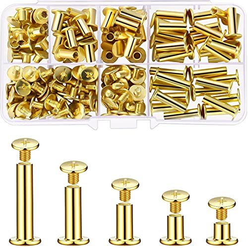 80 Set Chicago Binding Post Screw Assorted Kit 5 x 6, 10, 12, 15, 18 Gold