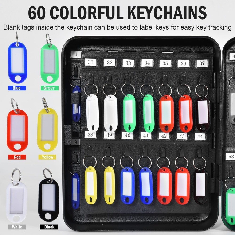 Key Box Wall Mount Steel Locking Key Cabinet Wall Mount 60 Keys