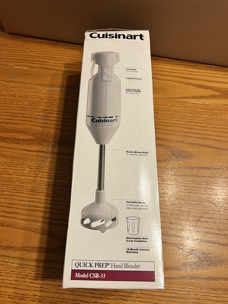 Cuisinart CSB 33 Hand Blender White 2 Speed Quick Prep NIB