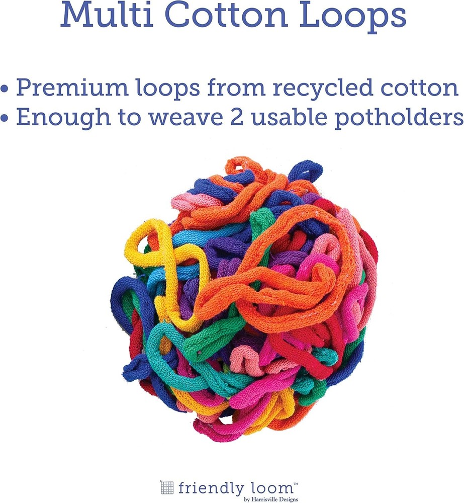 Friendly Loom | 7” Traditional-Sized Multicolor Potholder Weaving Loops |...
