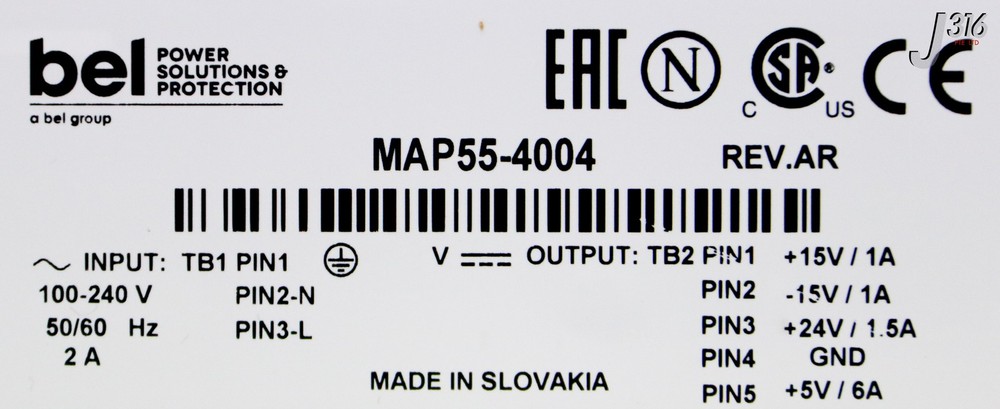 38482 BEL POWER SOLUTION POWER SUPPLY (NEW) MAP55-4004