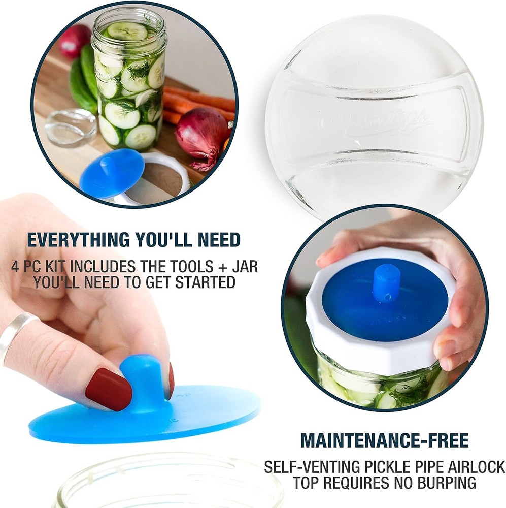 Fermentation Jar Starter Set, Easy Vegetable Fermentation Kit, Includes Mason...