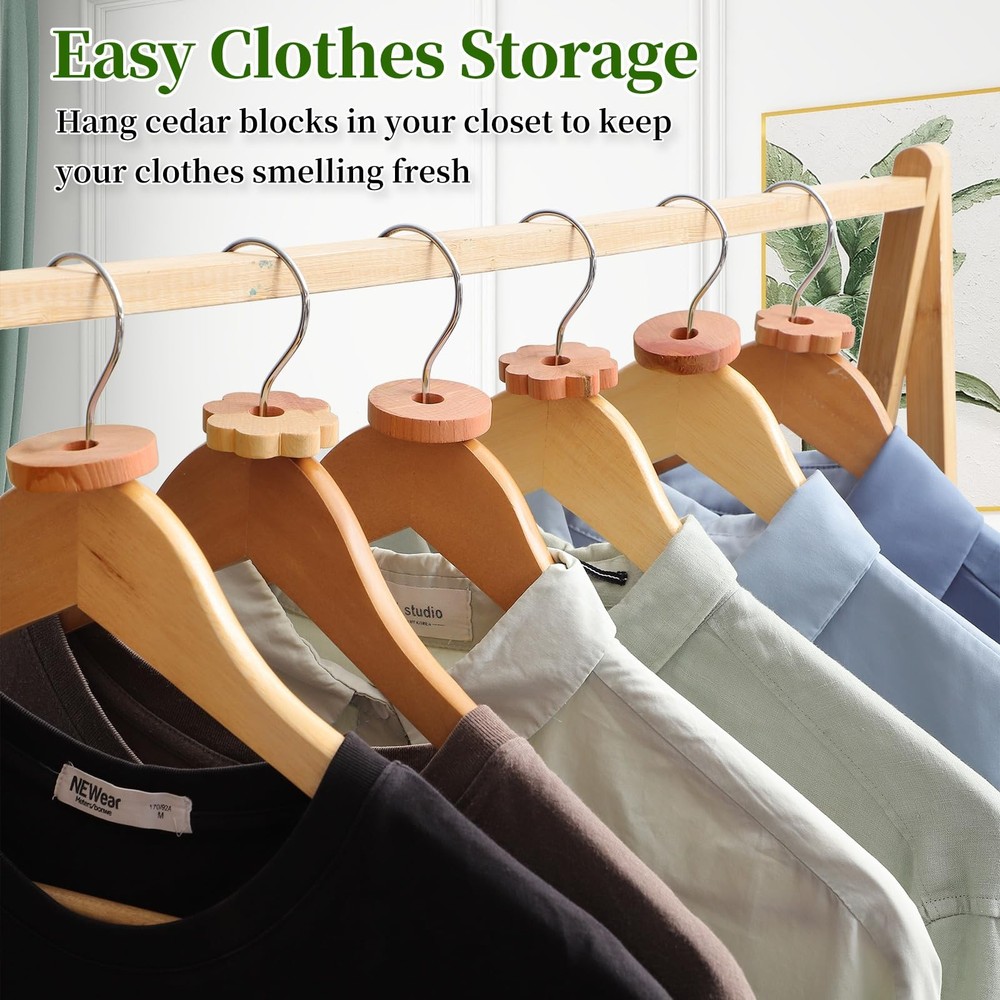 30 Pack Cedar Rings for Clothes Storage, Cedar Blocks