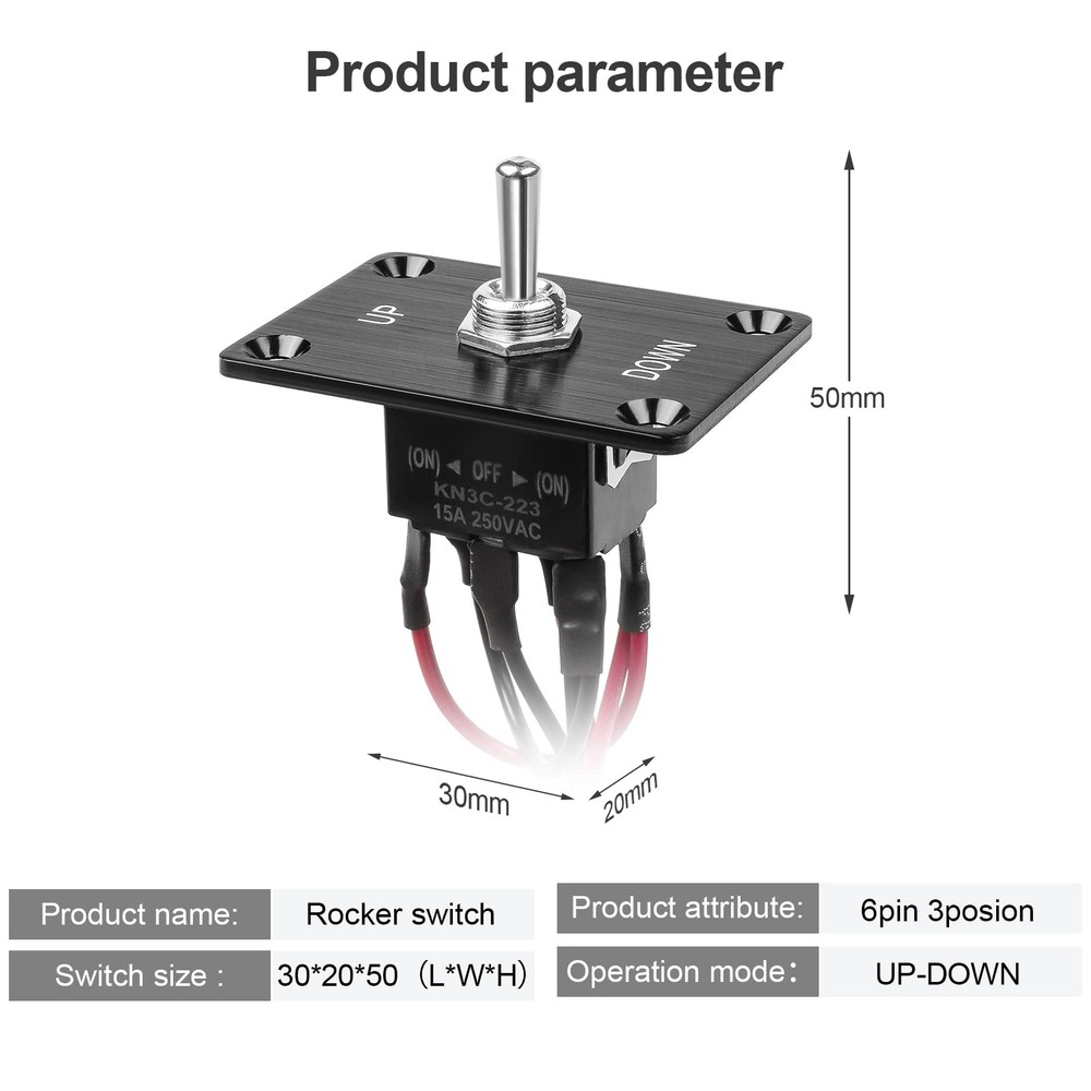 GUETNEU Button Switch Rocker Switch Toggle Switch Self Reset Six Pin Three Po...