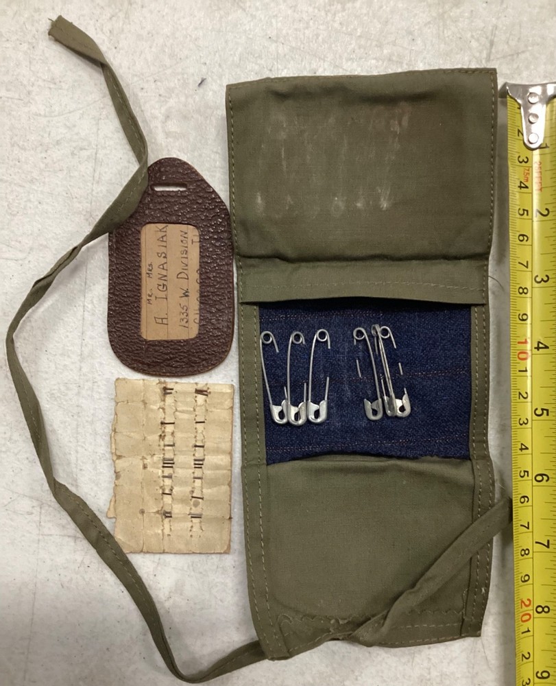 WWII Sewing Kit US Soldier Some Original Contents Drawstring Apron