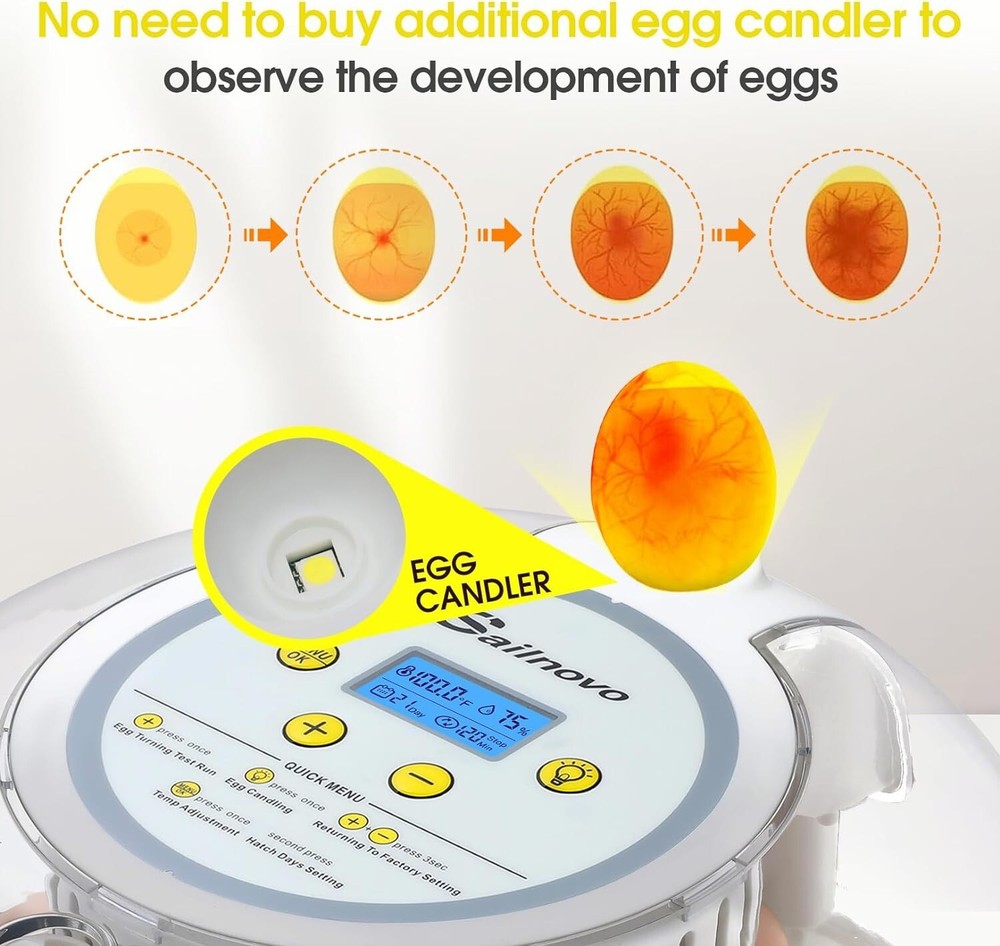 18 Egg Incubator for Hatching Chick with Automatic Turning & Stop, Egg Candler💨