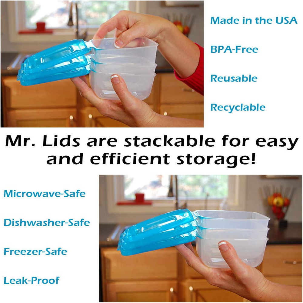 Mr. Lid Premium Attached Storage Containers | Permanently Attached Plastic Lid,