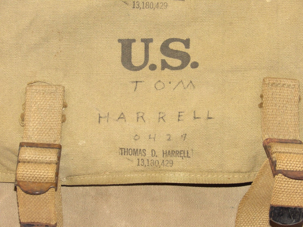 VINTAGE 1943 US ARMY M-1936 MUSETTE/FIELD BAG! CANVAS/STRAPS INTACT/OWNER'S NAME