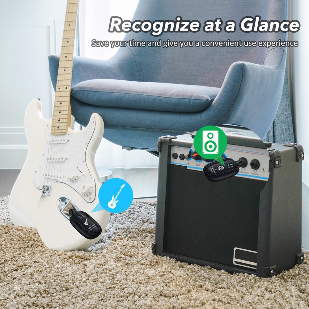 Wireless Guitar System Transmitter Receiver fit Guitar Bass Violin Digital 100ft