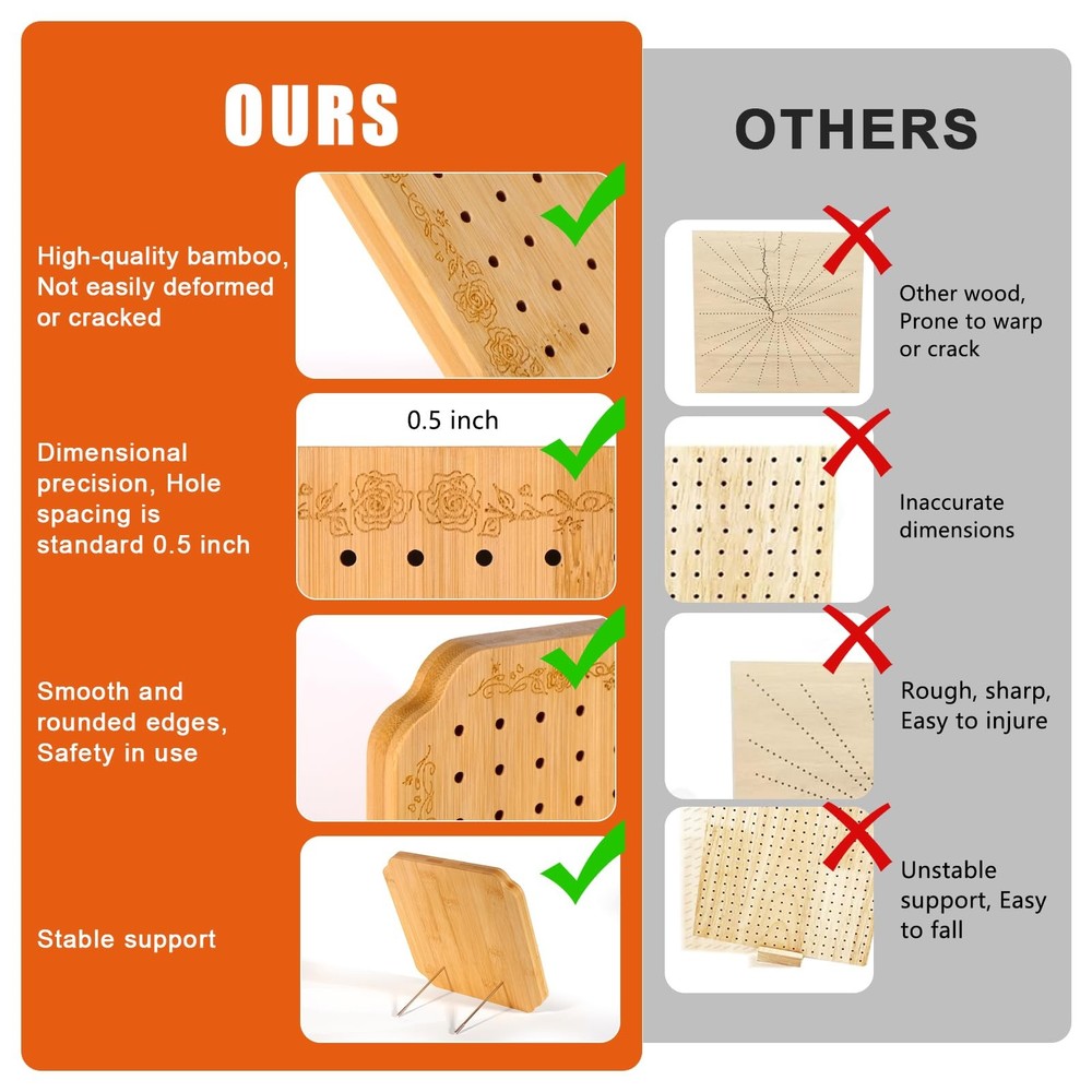 7.6 in Blocking Boards for Crochet Projects with Rose Pattern, Crochet Blocki...