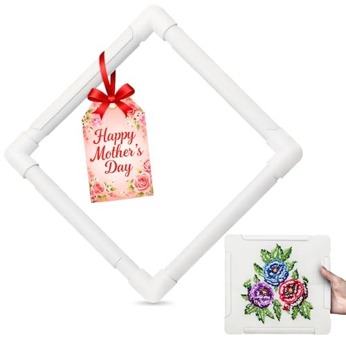 11 Inch Plastic Embroidery Hoop - Snap Needlework Frame White Plastic Sewing