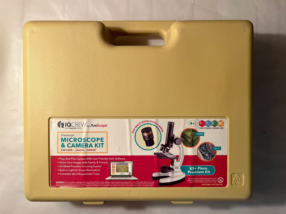 Amscope Microscope Camera Premium Kit IQ Crew Early Learner Series 85+ pieces